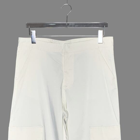 Zara XL Ivory Ruched Satin Effect Cargo Pant Wide Leg High Rise *flaw - Picture 5 of 13